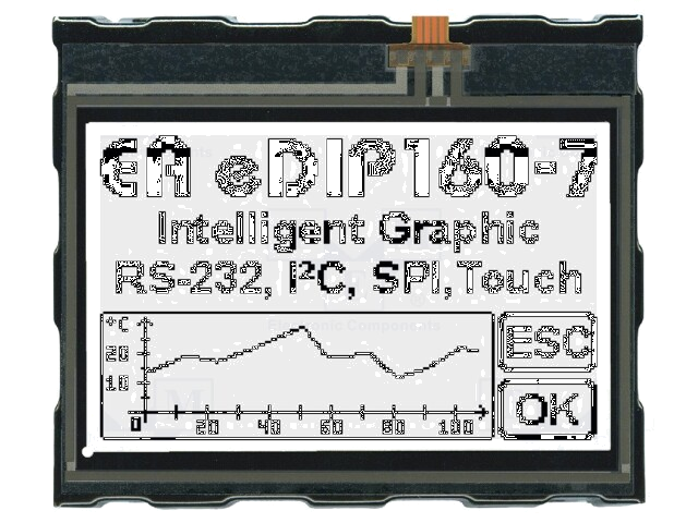 Display: LCD; grafisch; 160x104; FSTN Positive; zwart; 81,5x67,5mm Display: LCD; grafisch; 160x104; FSTN Positive; zwart; 81,5x67,5mm
